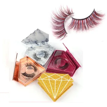 

Wholesale Colored 25mm Real Mink Lashes 1 Pair with Colorful Custom Box Package Natural Long Fluffy Dramatic Eyelashes Lift Tool