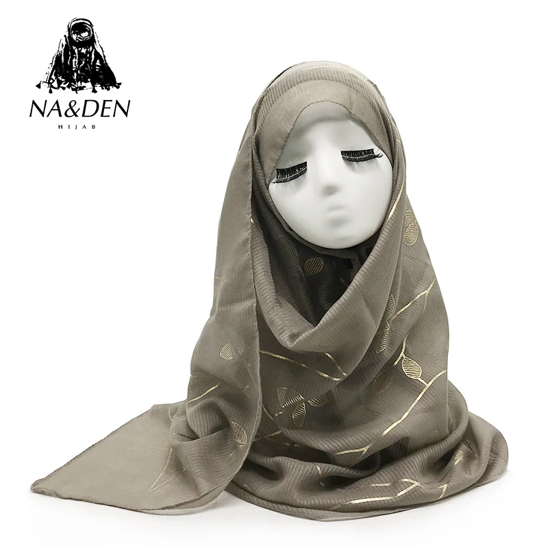 

Women scarf Solid viscose hot gold leaf print high quality plain muslim hijab wraps shawl head 10pcs/lot Hot Sale fast shipping