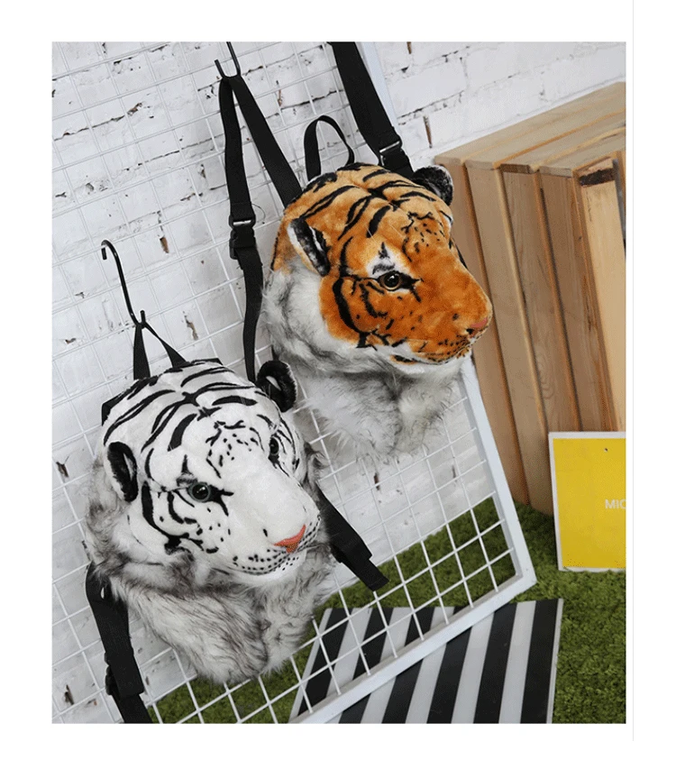 Модный плюшевый рюкзак с 3D головой тигра и Льва, рюкзак с пандой, персональный Унисекс Рюкзак для пары животных, забавная Студенческая дорожная сумка