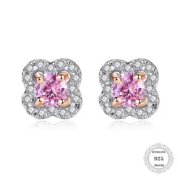 

Flower Stud Pink Zircon Earrings ,Thomas Style Glam Fashion Good Jewelry For Women,2018 Ts Ear Gift In 925 Sterling Silver
