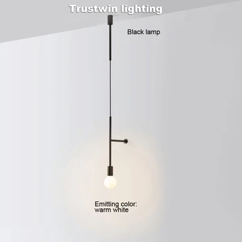 

Hanging Pendant Lamp Light LED Minimalist Black Gold Background Bedside Dining Room Hanging Ceiling Lamp Simple Linear Modern AC