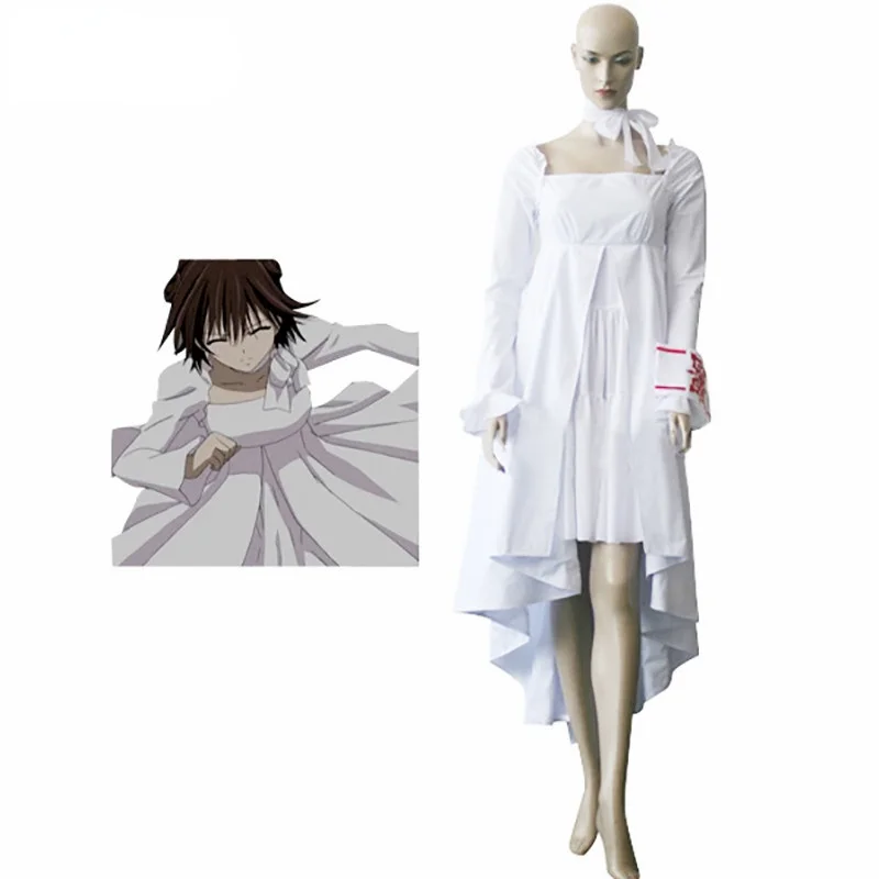 Anime Vampire Knight Kurosu Yuuki White Long Sleeve Lolita Dress Halloween Cosplay Costume |