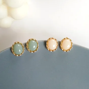 

Elegant White Resin Oval Earrings Clip Daily Girls Fashion Earrings Anting