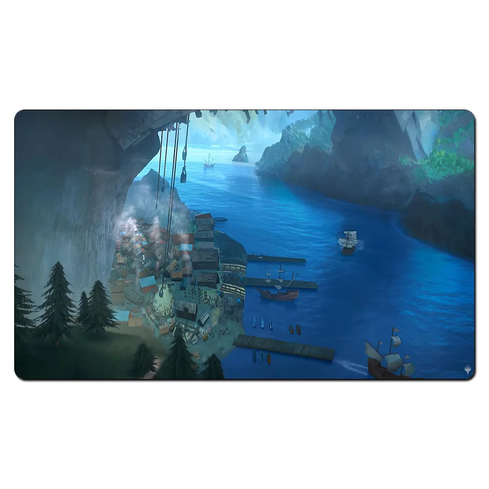 Many Choice Zendikar Basic Lands Card Games Custom Playmat Mountain Playmat,Board Games Ultra Table with Pro Free Bag - Color: Mystic Town