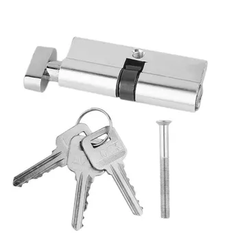 

High Quality 70mm Aluminum Door Cylinder Lock Home Security Anti-Snap Anti-Drill Door Lock with 3 Keys Silver Tone Set Tools