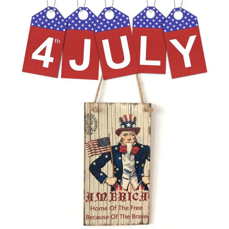 Wooden Rectangular Home Decor Crafts Hanging Board For American Independence Day Children's Room Decoration Rooms x