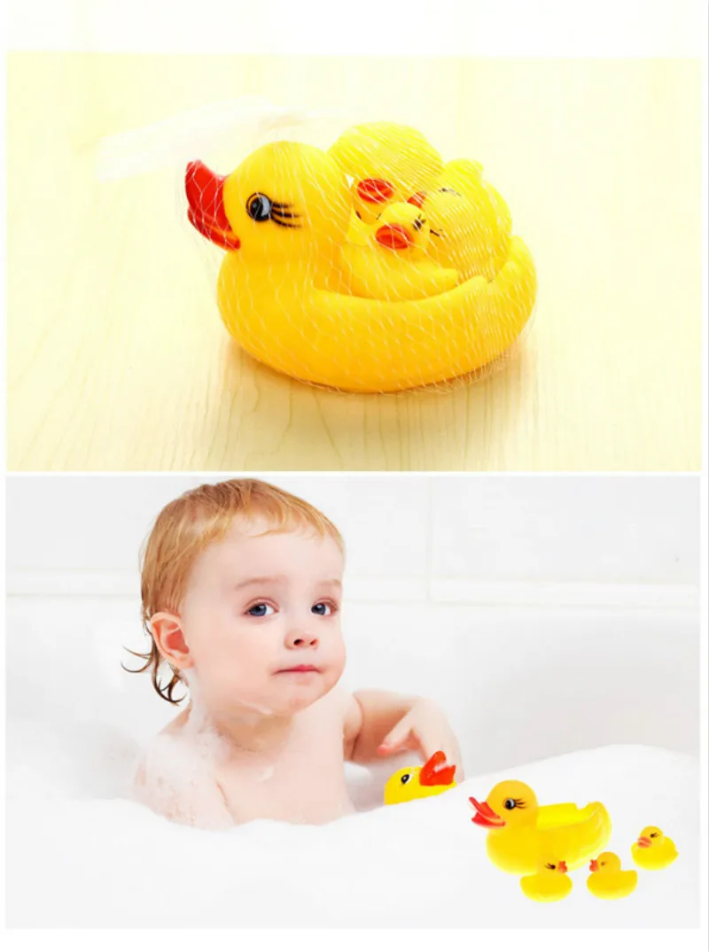 4pc/lot Rubber Yellow Ducks Bathing Musical Toys for Children Baby Water Games Kids Summer Swimming Pools Boys Girls Fun Gifts