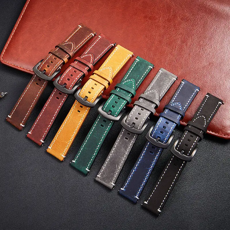 

Quick Release Straps Crazy Horse Leather Watchbands 18mm 20mm 22mm 24mm Replacement Strap Watch Accessories Wristwatch Band