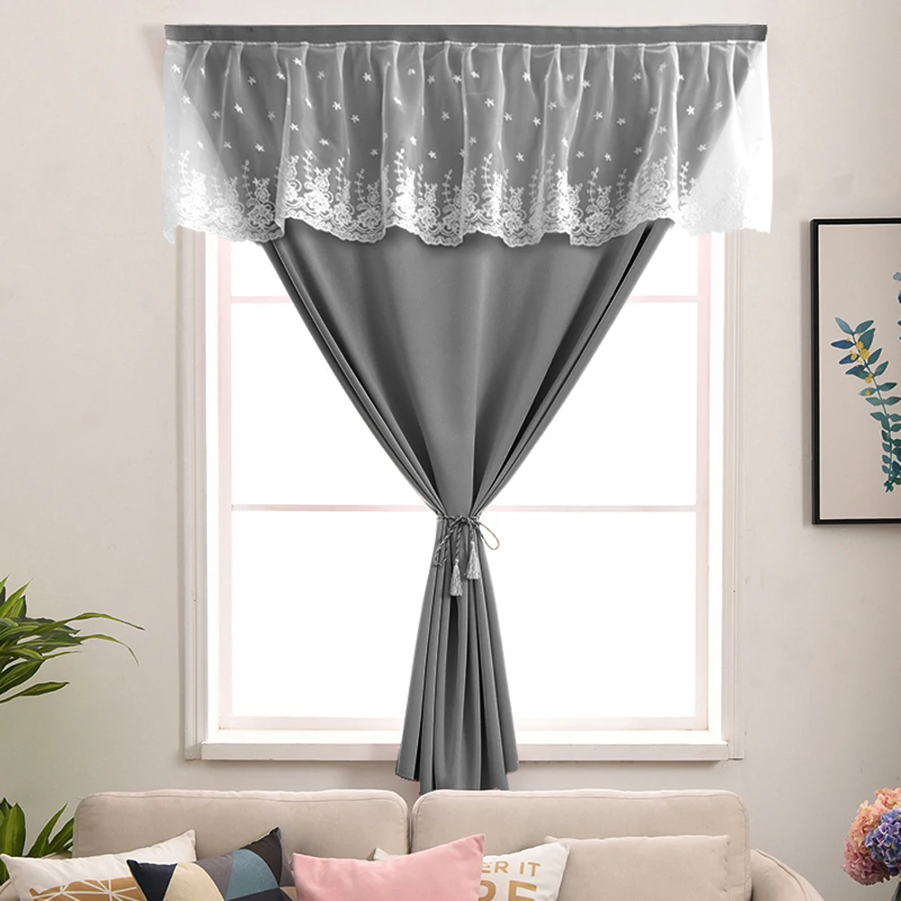 Punch Free Velcro Blackout Curtain Blackout Short Curtains For Bedroom  Living Room Hall Kitchen Gray Lace Curtains Window - Curtain - AliExpress