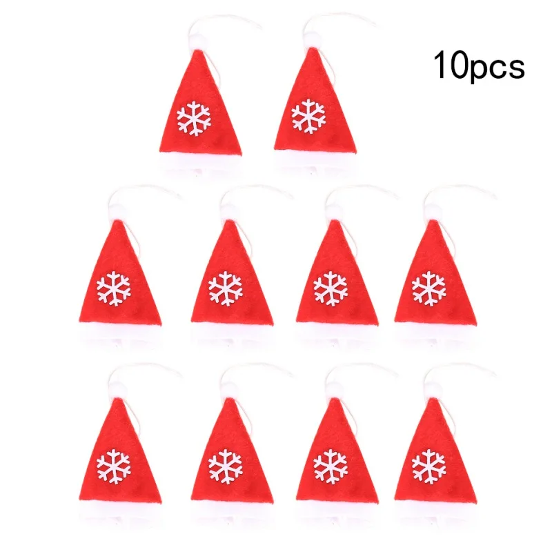 10 Рождественские шляпы Рождественский держатель для столового серебра кармашки для ножей ложка чехол для вилок колпачок для винной бутылки Топпер конфеты вечерние украшения - Цвет: 10