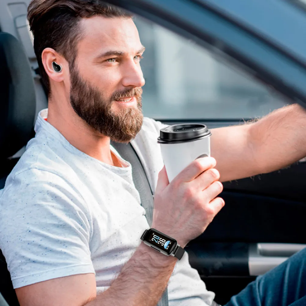 

Men Women Smart Bracelet with Earphones Sports Heart Rate Sleeping Monitoring OD889