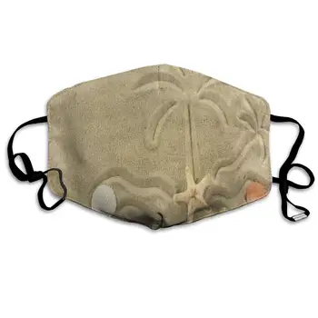 

Face Mask Island in The Ocean and Palm Tree Starfish Painted On The Sand Amazing Cycling Half Face Earloop Dust Mask for Man