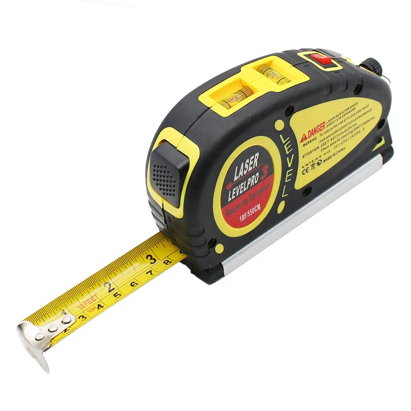 Multifunction Infrared Level Horizon Vertical Level Bubble Laser Level with 18 feet Tape Measure Laser Point Cross Measurement