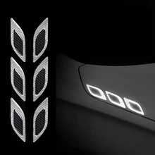 YCCPAUTO 6Pcs/set Carbon Fiber Car Sticker Reflective Strips Auto Truck Motorcycle Reflective Safety Warning Stickers