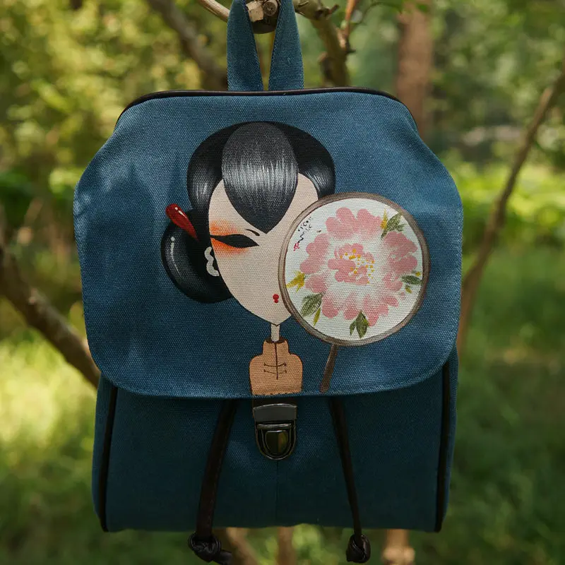 

Hand-Painted Canvas Backpack Women's Korean-style Mini Bag 2019 New Style Versatile Schoolbag Backpack Fashion