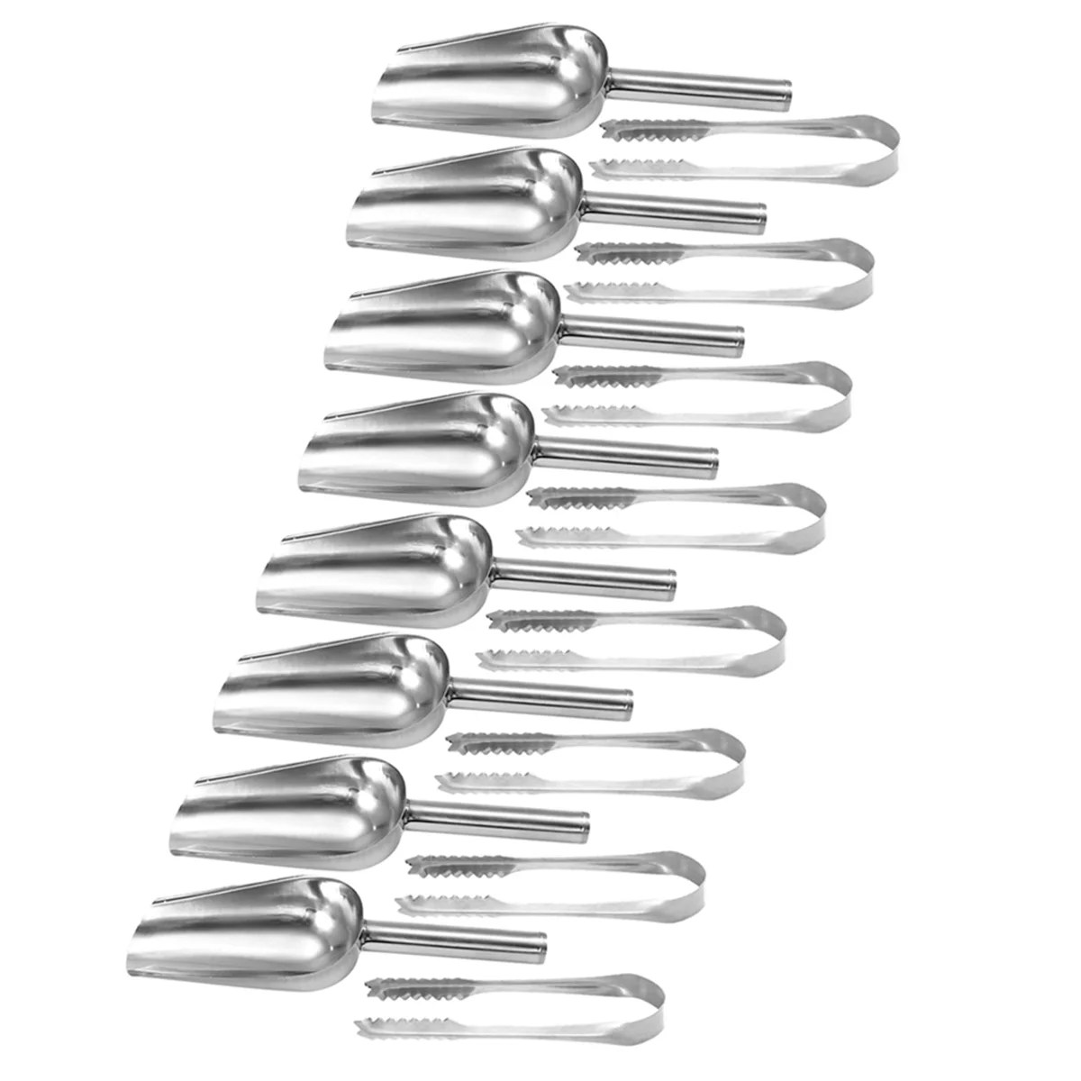 16 Pcs Stainless Steel Ice Scoop Candy Buffet Tongs Kitchen Utility Scoops Wedding Bar BBQ Party (6/8 Inch) |