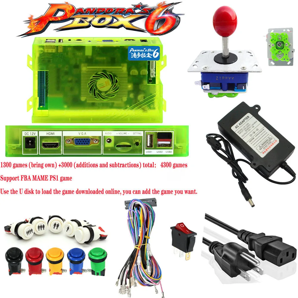 Оригинальный набор Pandora Box 6 1300 игр для аркадных сделай сам Джойстики Push Buuttons