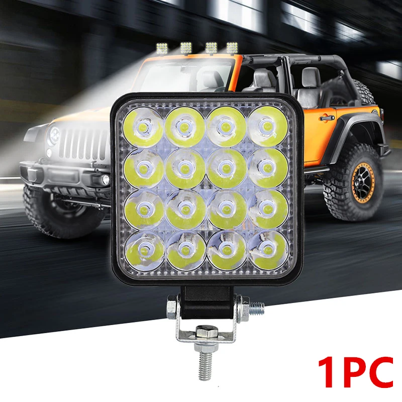 

Car Truck Square LED White Work Light Floodlight 12V 24V Fog Lamp Off-Road Driving 48W 16LED Flood Work Bulb Flood Beam Bar
