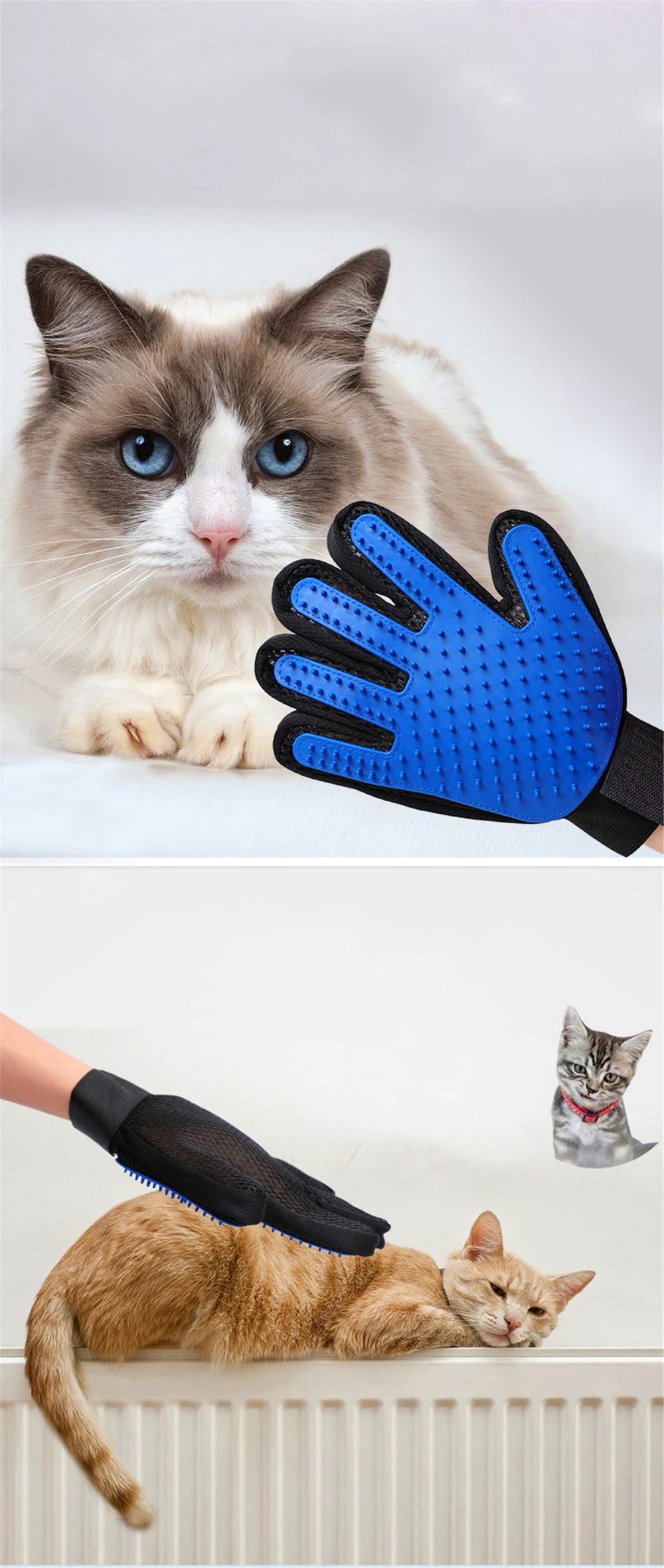 Pet Dog Cat Grooming Cleaning Brush Gloves Effective Deshedding Back Massage Animal Bathing Hair Removal Gloves Dog Combs (8)