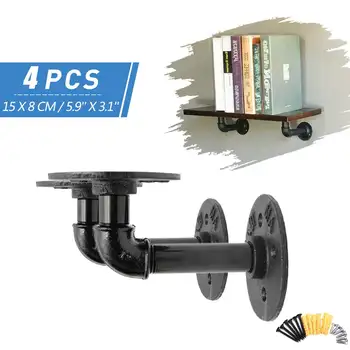 

4pcs Pipe Shelf Bracket Iron Industrial Pipe Shelf Bracket Mounting Bracket Holder Storage Holders Racks Home 15X8cm