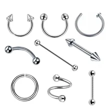 Piercing Wholesale 2PC Surgical Steel Segment Rings Ear Tragus Cartliage Orelha Helix Lip Labret Tongue Nose Septum Body Jewelry