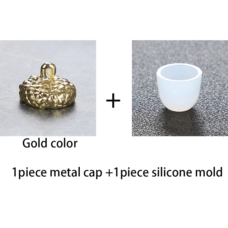 gold cap and mold SNASAN форма желудя ожерелье формочка для силиконовой Подвески для изготовления ювелирных изделий Смола Ювелирный инструмент УФ формы для эпоксидной смолы декоративное ремесло - Цвет: gold cap and mold