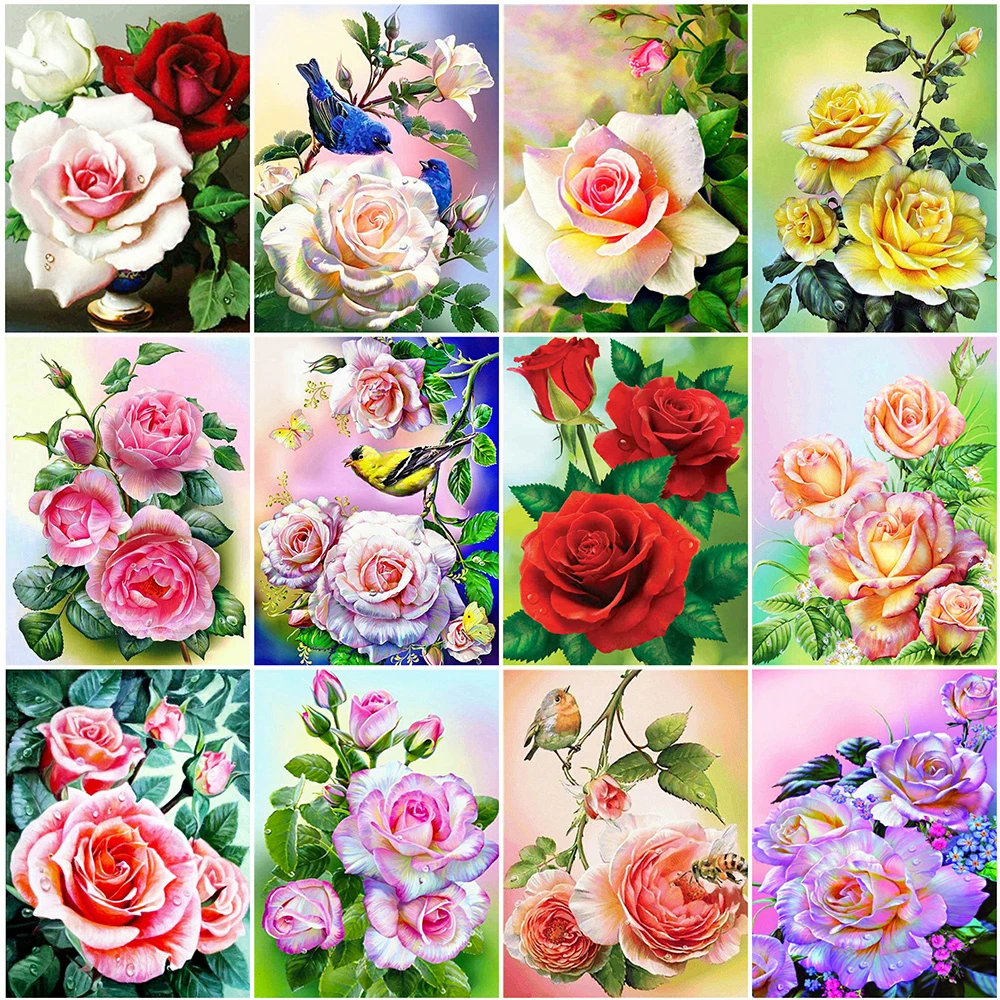 Evershine 5D DIY Diamant Malerei Voll Quadrat Bohrer Blumen Kreuz Stich 
