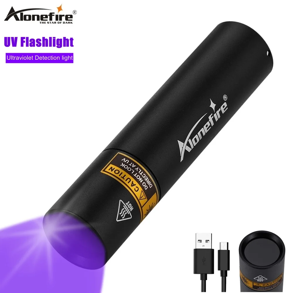 

Alonefire SV15 UV Flashlight LED 365nm usb Rechargeable Ultra Violet Ultraviolet Invisible Torch for Pets Stain Hunting Marker