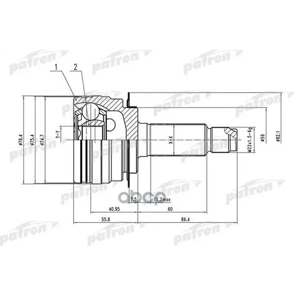 Шрус Наружный 27x56x30 Subaru B9 Tribeca W10 04- PATRON арт. PCV1555