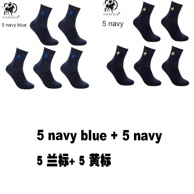 5navyblue 5navy 20 шт. = 10 пар, Pier Polo Повседневное хлопковые носки Бизнес Вышивка высокое качество Мужская одежда Носки подарок для Для мужчин, meias, носочки зимние warm2019 - Цвет: 5navyblue 5navy