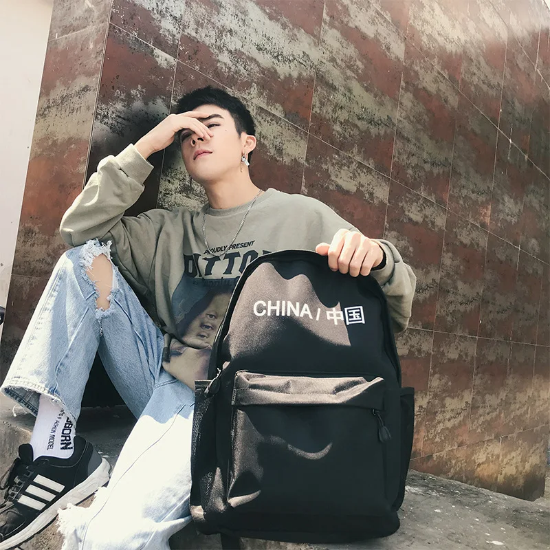 

Double shoulder bags, men's casual canvas backpacks, fashion trends, students, schoolbags, men.