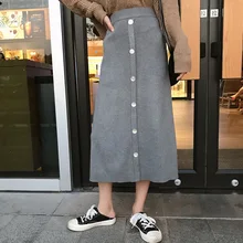 Большие размеры женские офисные юбки-карандаш осень зима с высокой талией faldas negras черные длинные трикотажные юбки женские A5722