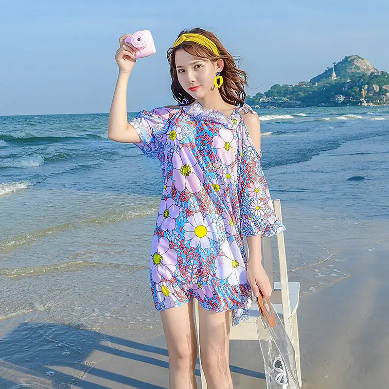 

Swimming Suit Women's Split Type Three-piece Set Sexy Small Bust Gathering Bikini Cover Meat Slimming Hot Springs Swimwear 2019
