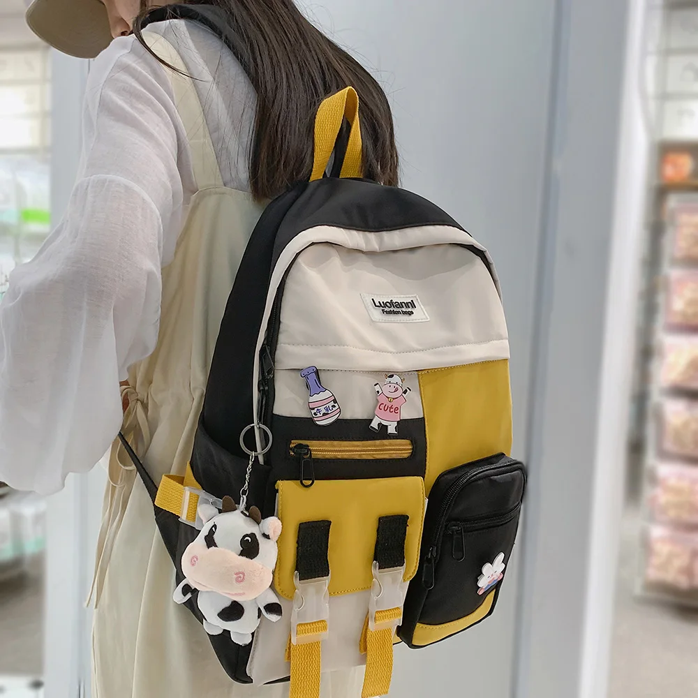 Women Backpack Bag Book School-Bag Harajuku Female Waterproof Fashion Kawaii Nylon Girl