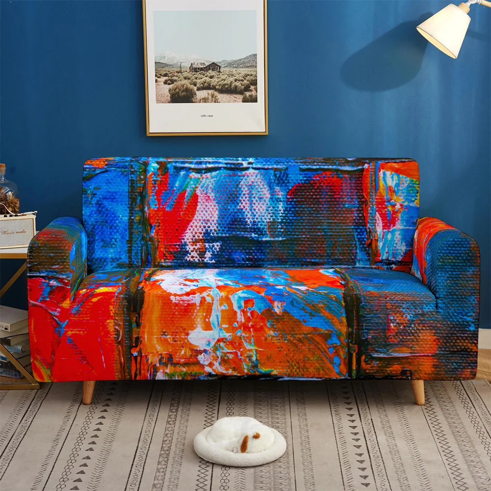 Граффити 3D красочные диванных чехлов стрейч секционные эластичный для Гостиная
