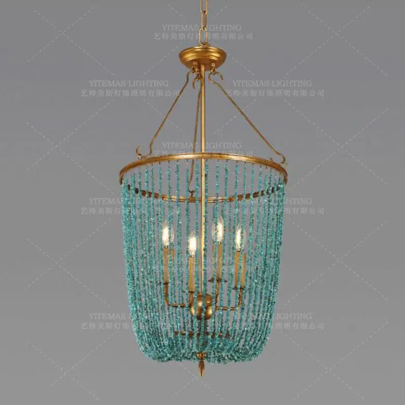 

Green turquoise stones chandelier vintage gold retro chandelier vintage golden suspension light fixture in kitchen bedroom foyer