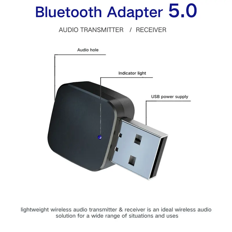 Горячий USB Bluetooth 5,0 адаптер аудио беспроводной передатчик приемник AUX порт для ТВ/ПК