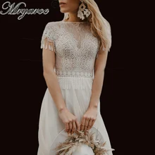Mryarce Бохо шикарное свадебное платье тонкое кружево бахрома Замочная скважина сзади Линия Свадебные платья