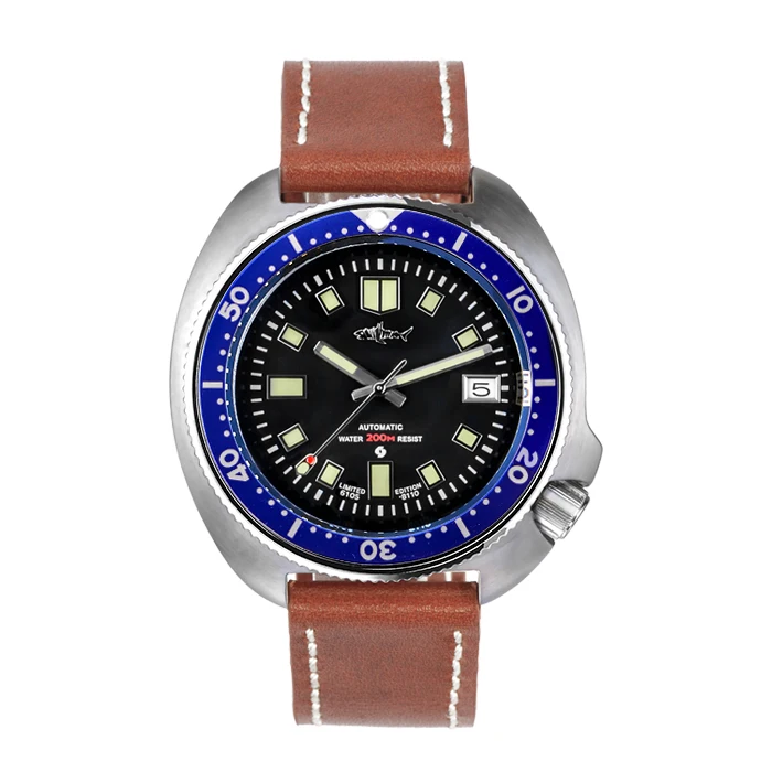 Ремень японский тунец Can pro Diver автоматические наручные часы 6105 8110 черепаха мужские 200 - Цвет: Синий