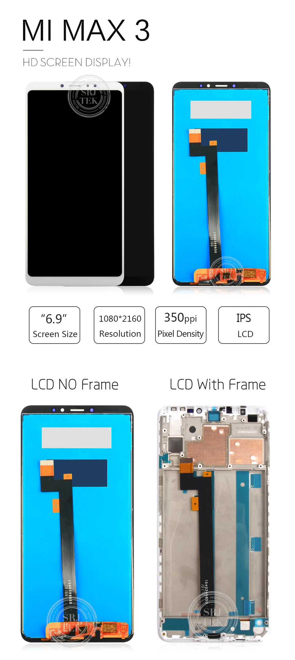 6," экран для Xiaomi Mi Max 3 ЖК-дисплей кодирующий преобразователь сенсорного экрана в сборе Mi Max 3 дисплей