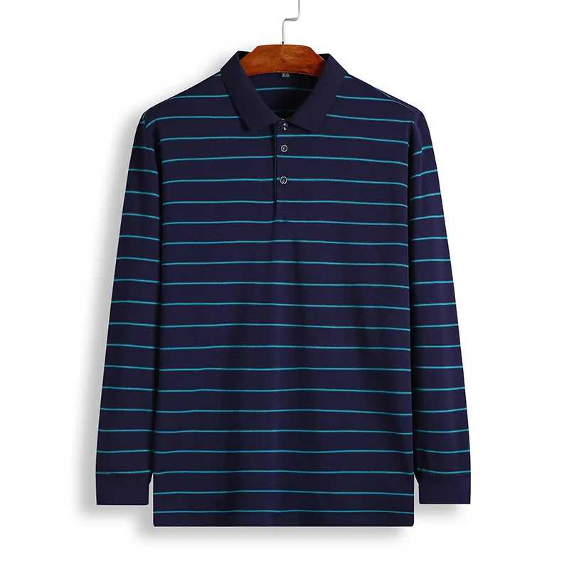 

Extra Large Long Sleeve T Shirt Male Plus Fat plus Size Stripes Cotton Long Sleeve Loose T Shirt Autumn Men Polo Shirt Tide