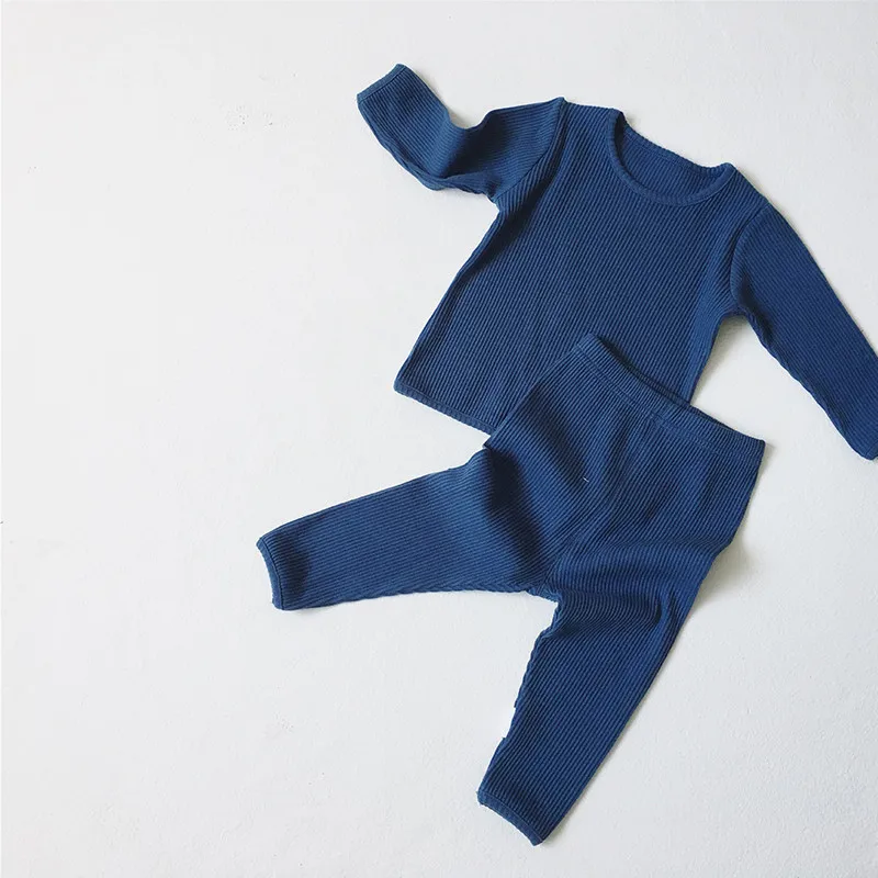 Г., лидер продаж, Осенняя детская одежда для мальчиков и девочек, ребристый комплект с длинными рукавами, детская мягкая зимняя одежда, детские штаны, E0325