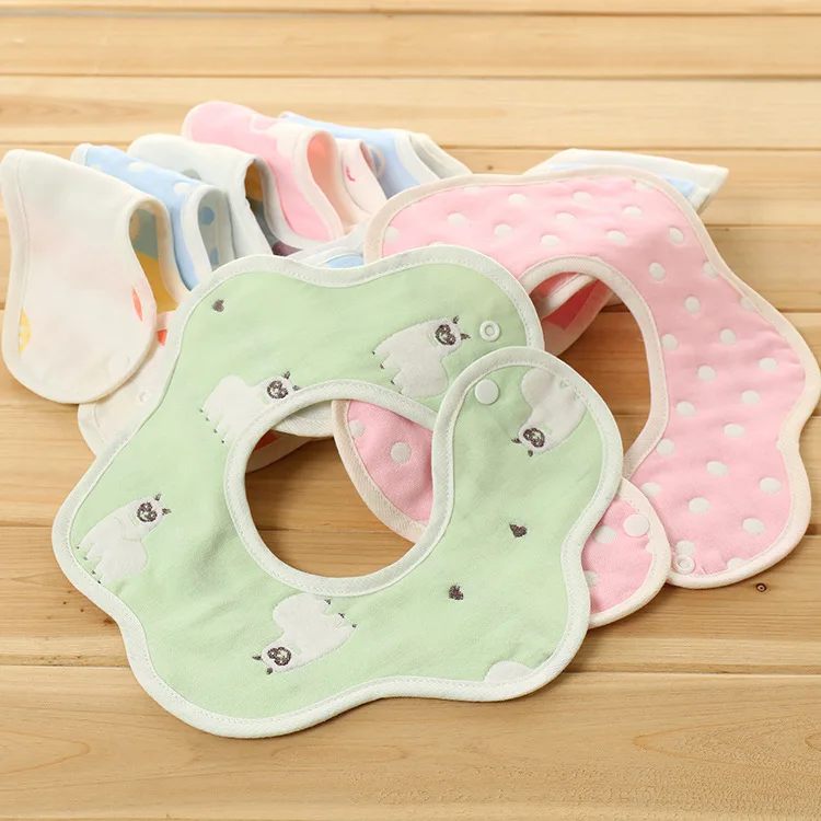  Six-layer Gauze Infants Bib Pure Cotton 360-Degree Rotating Flower Newborns Bibs a Class Full Cotto