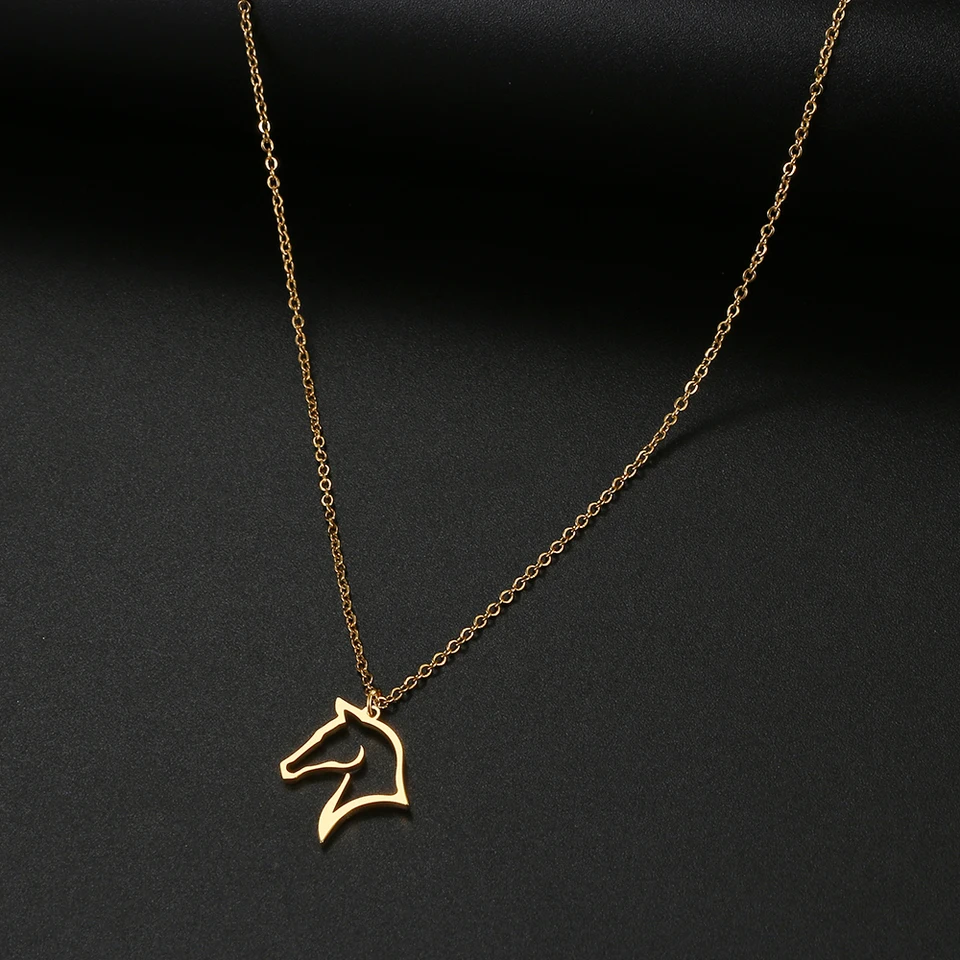 Collana Con Ciondolo Cavallo In Acciaio Inox, Gioiello Per Amanti Cavalli, Regalo Per Donna/Uomo