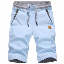 Летние модные хлопковые шорты для мужчин, повседневные однотонные шорты-Карго