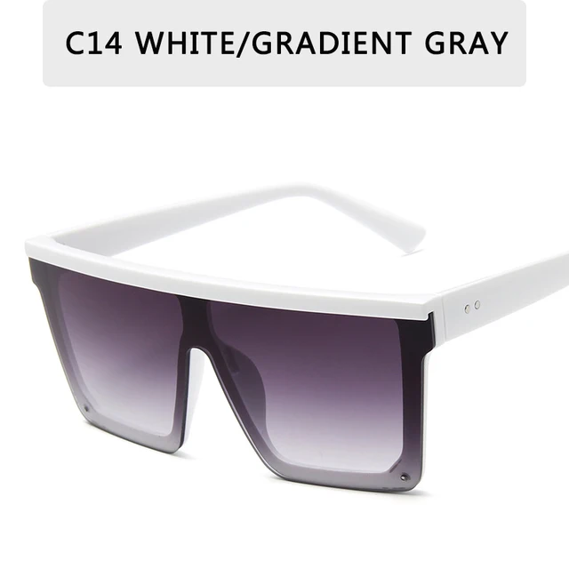 2022 Oversized Sunglasses Women Big Frame Square Flat Top Rivet Gradient Lens Sun Glasses Female Men Vintage Mirror Shades UV400 C14
