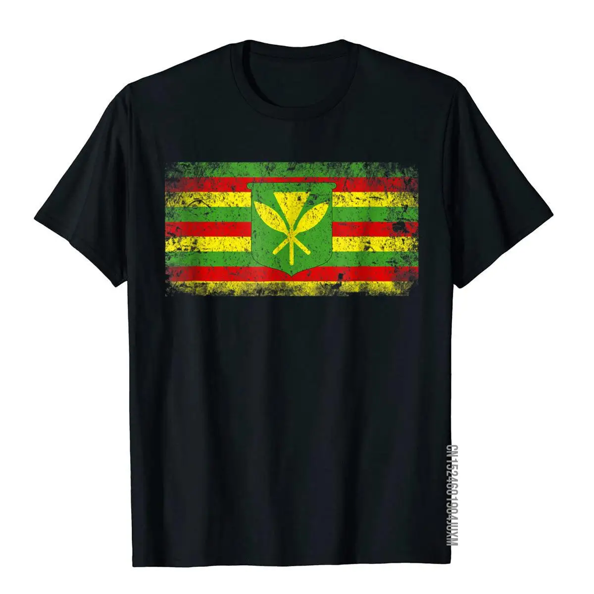 Kanaka Maoli Hawaii Flag Hawaiian Pride Distressed T-Shirt__97A100black