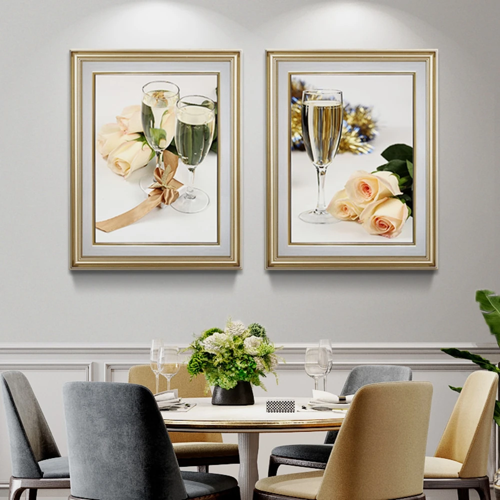 Champagne Rose Posters And Prints Wall Pictures For Restaurant Wedding Decoration Picture Canvas Home Decor | Дом и сад