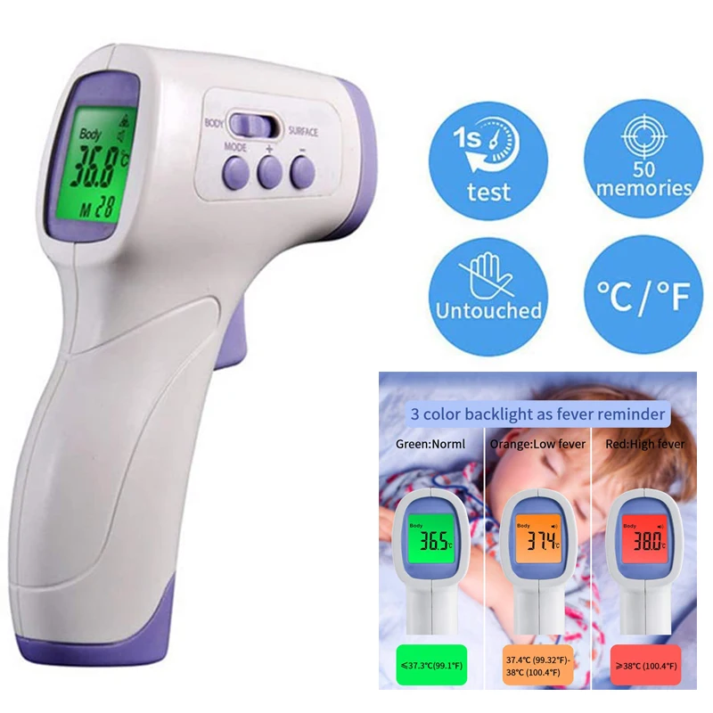 

1Pcs Infrared Non-contact Forehead body thermometer Portable Digital Thermometer Termometer Baby/Adult Temperature FFP2 KN95