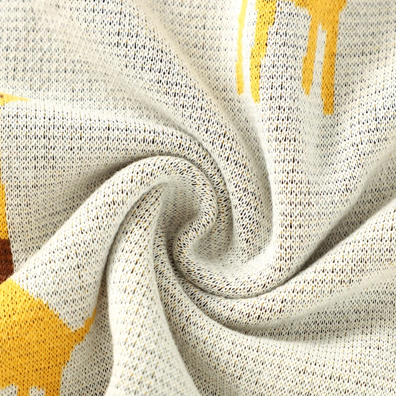 Baby Blanket 100%Cotton Knitted Newborn Girl Boy Bedding Crib Quilts Plaid Cute Giraffe Toddler Stroller Wrap Swaddle Super Soft 6